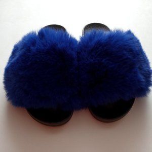 Women's  Sandal, Faux Fur , Royal Blue Color, P…